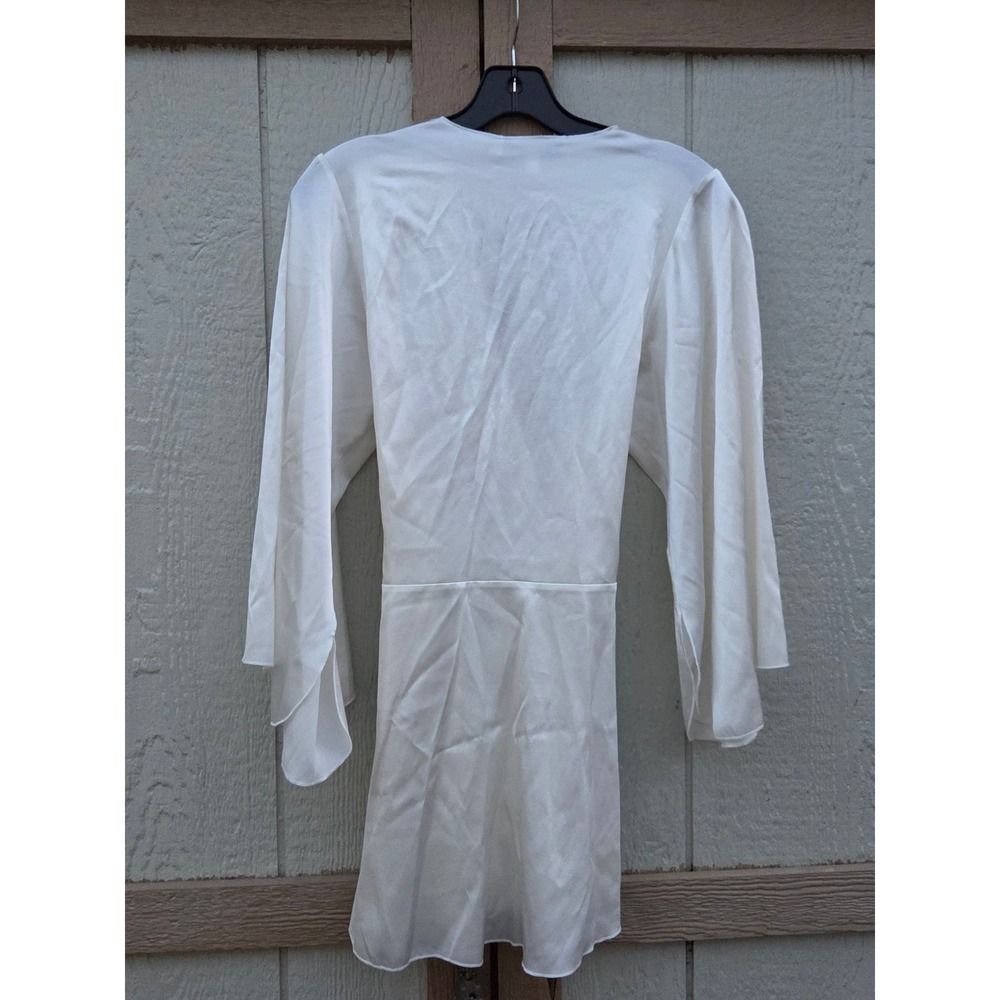 NWT Fleur du Mal Angel Wing Silk Wrap Robe Ivory Bell Sleeve Small Medium Luxury - Picture 7 of 7